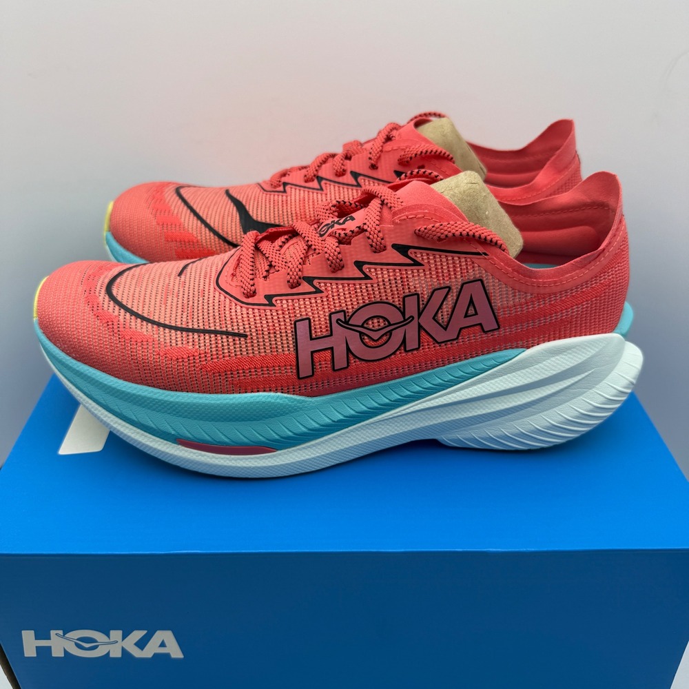 Hoka Mach X 2 Running Shoes Mens 9.5D Coral Blue Lightweight Performance Sneaker